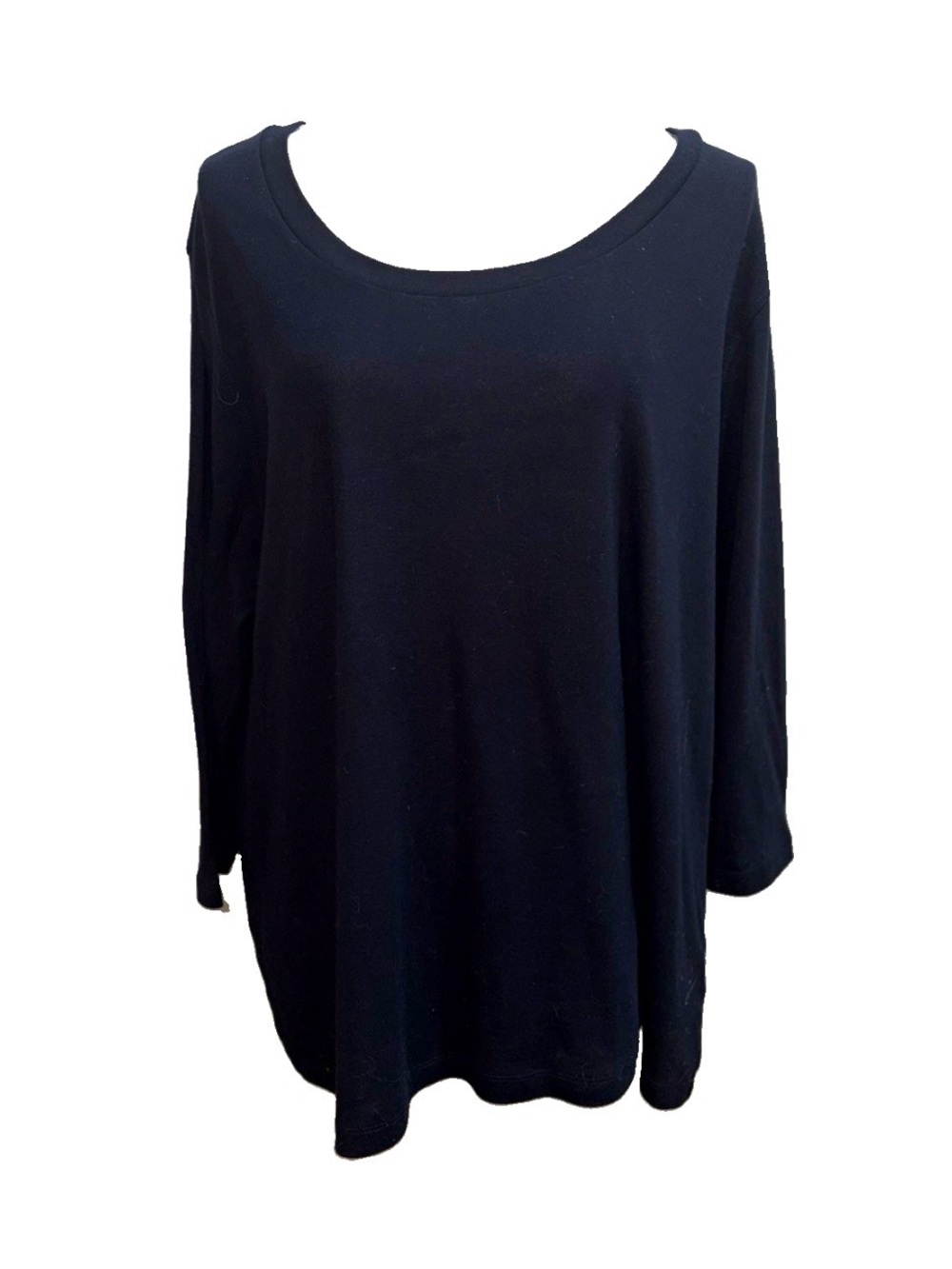 St. John's Bay Black Scoop Round Neck Long Sleeve Top - Relaxed Fit Size XL